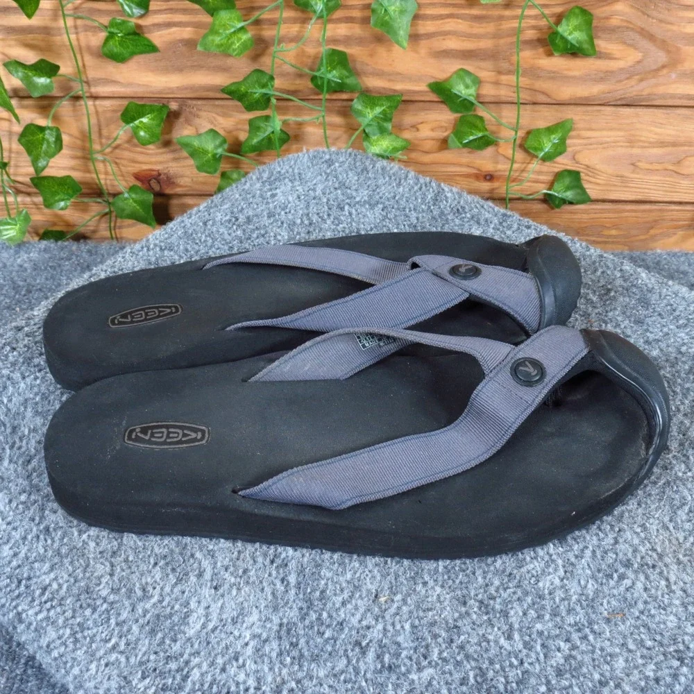 KEEN Barbados TG Mens Flip Flop Sandals Size 9.5 Outdoor Comfort Black Gray